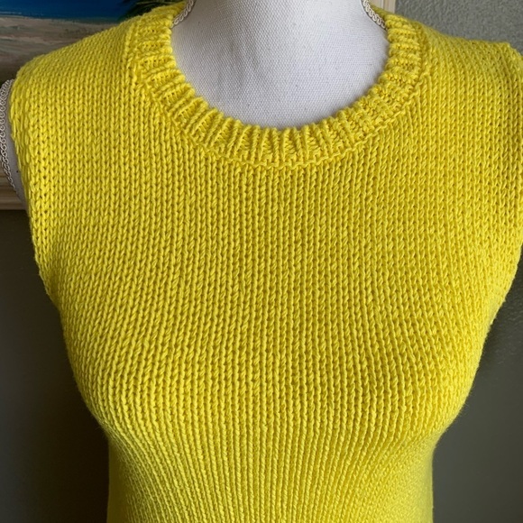 Zara 100% Cotton Yellow Knit Mini Dress Size Medium - Picture 15 of 17